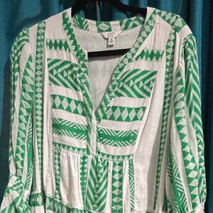 Crown & Ivy Short Green and White Dress-Size XL